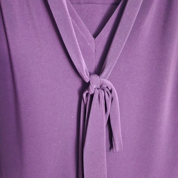 Tommy Hilfiger Blouse Bow Tie Neck Top Sleeveless purple Woman’s Size M - Picture 2 of 7
